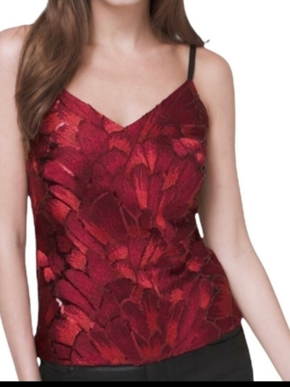 𝅺White House Black Market Women's Sequin Embroidered Cami Top